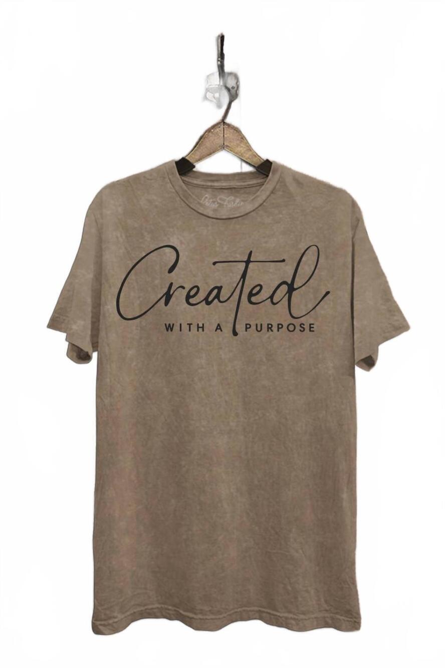 NEW LOTUS FASHION COLLECTION women's created graphic top in mocha mineral wash